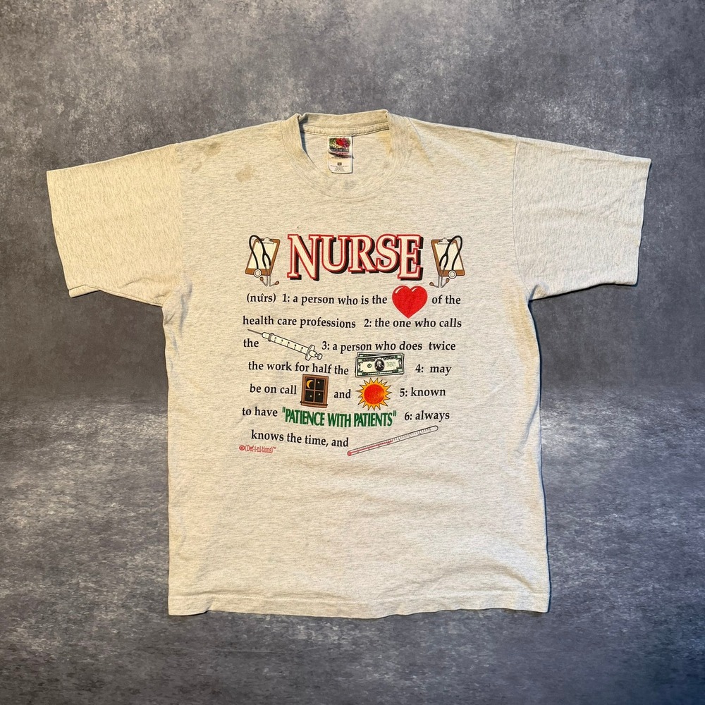 Vintage Nurse Definition T-Shirt Gray Single Stitch Made‎ in USA 90s